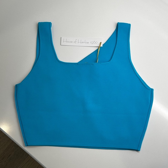 House of Harlow 1960 Turquoise Asymmetrical Crop Top - Picture 3 of 3